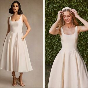 Azazie Cream Midi Dress Size 18